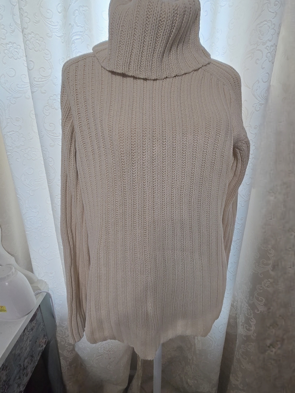 Calvin Klein Cream Ribbed Turtleneck Sweater